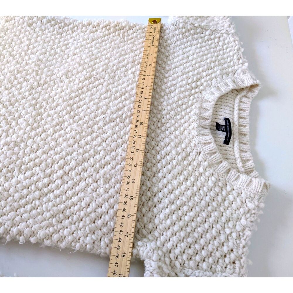 Women's American Eagle Outfitters Cream Wool Blend Popcorn Chunky Sweater XS - Picture 3 of 8
